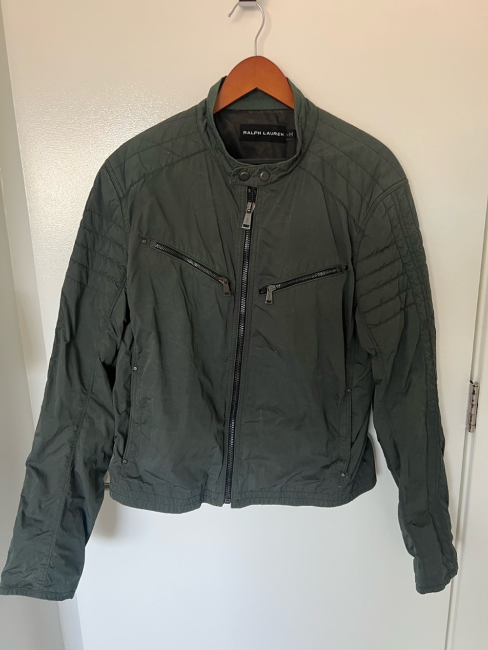 Ralph Lauren Men’s Olive Green Lightweight Moto Zip Jacket